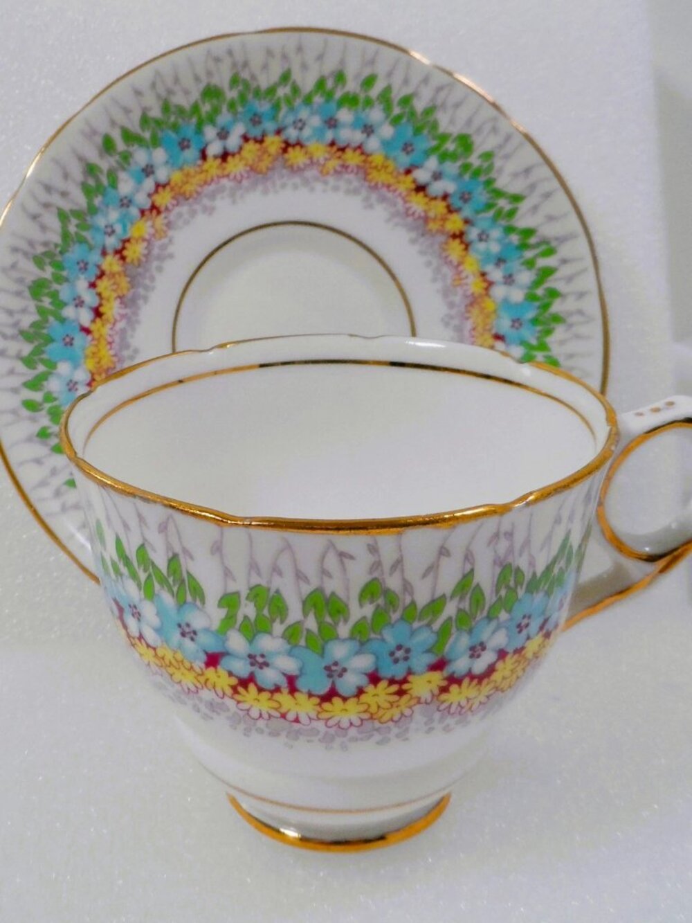 Teacup & Saucer Glendale Pattern - Royal Stafford Bone China